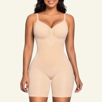 X-Panel Open-Gusset Mid-Thigh Bodysuit