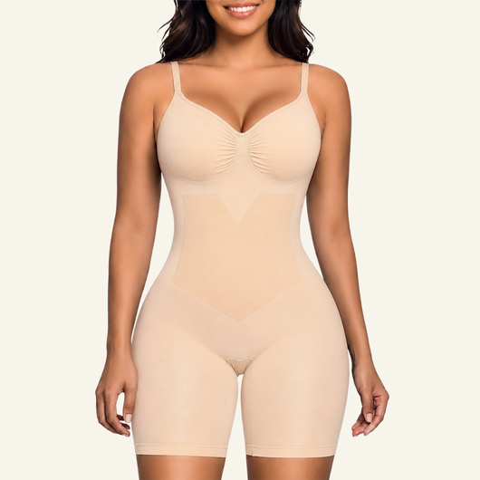 X-Panel Open-Gusset Mid-Thigh Bodysuit