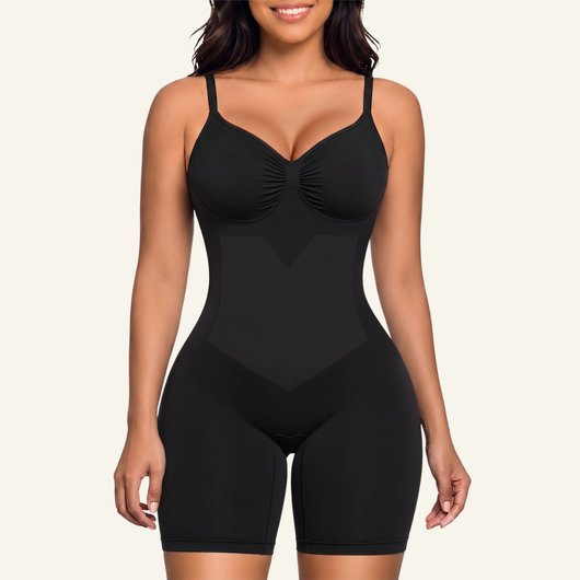 X-Panel Open-Gusset Mid-Thigh Bodysuit