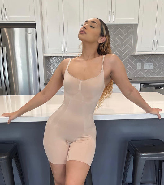 Reinforced-Panel Mid-Thigh Bodysuit