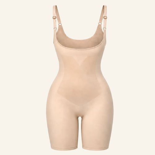 X-Panel Open-Bust Mid-Thigh Bodysuit