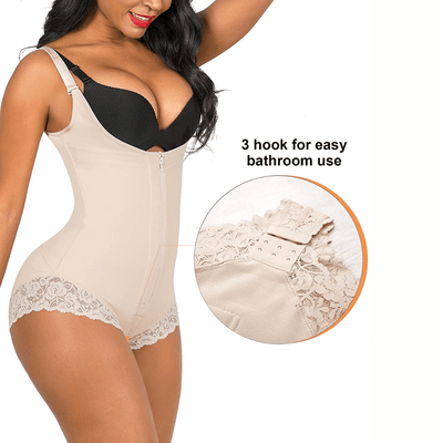 Open-Bust Zip-Front Brief  Colombian Faja