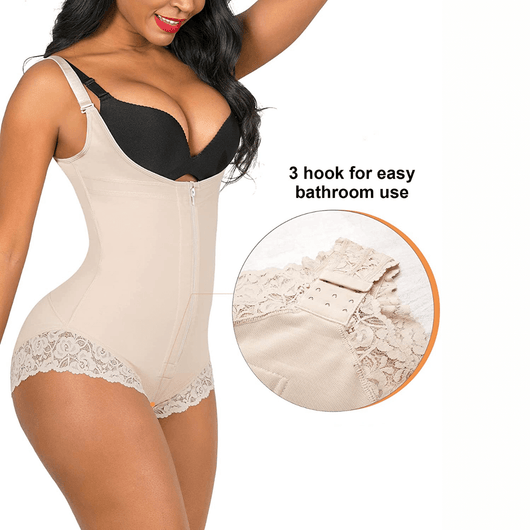 Open-Bust Zip-Front Brief  Colombian Faja