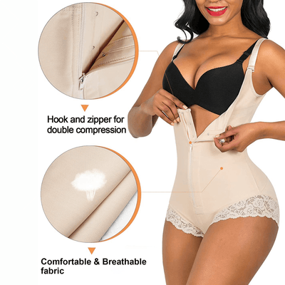 Open-Bust Zip-Front Brief  Colombian Faja