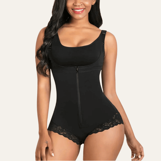 Open-Bust Zip-Front Brief  Colombian Faja
