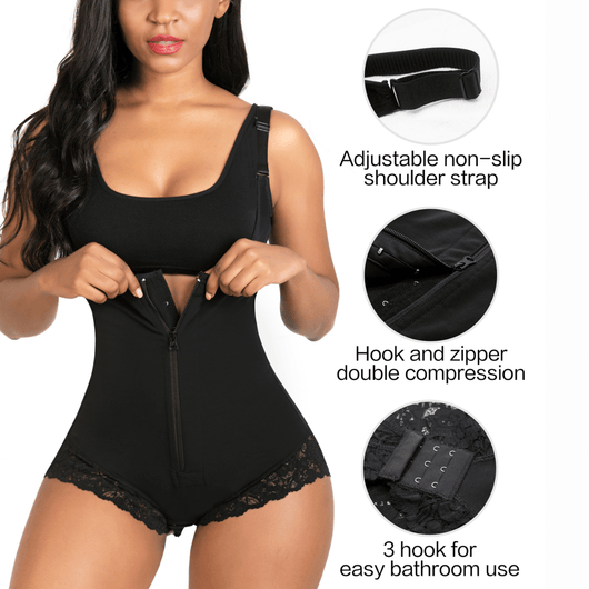 Open-Bust Zip-Front Brief  Colombian Faja