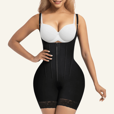 6-Bone Open-Bust Zip-Front Faja