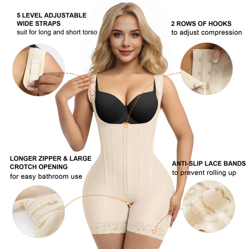 Faja 6-Bone Open-Bust Hook-Front Adjustable Compression Shapewear