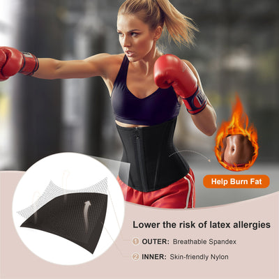 15-Bone Zip-Front Hourglass Shaping Waist Trainer