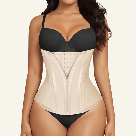 15-Bone Zip-Front Hourglass Shaping Waist Trainer