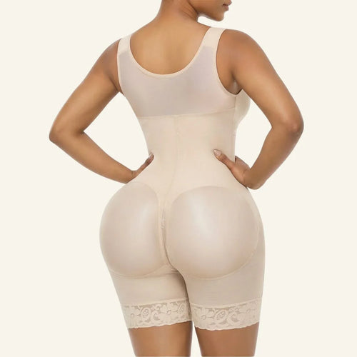 Fajas U-Shaped Full-Coverage Faja with Built-In Bra, Butt Lift and Zipper Crotch