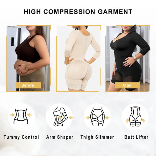 Post-Surgery 3/4-Sleeve Mid-Thigh Faja