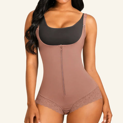 Open-Bust Zip-Front Brief  Colombian Faja
