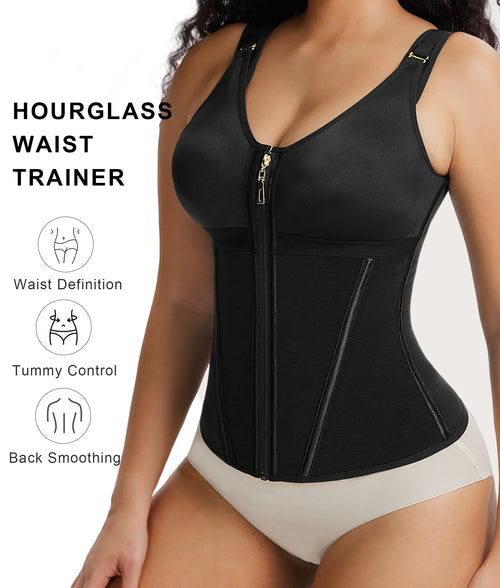 V-Shaped Waist Trainer Top with 13 Steel Bones and Adjustable Straps