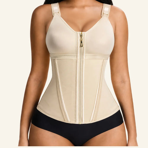 V-Shaped Waist Trainer Top with 13 Steel Bones and Adjustable Straps