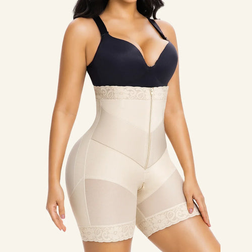 Convertible Strapless Colombian Fajas Mid-Thigh Shorts with V-Shaped Band