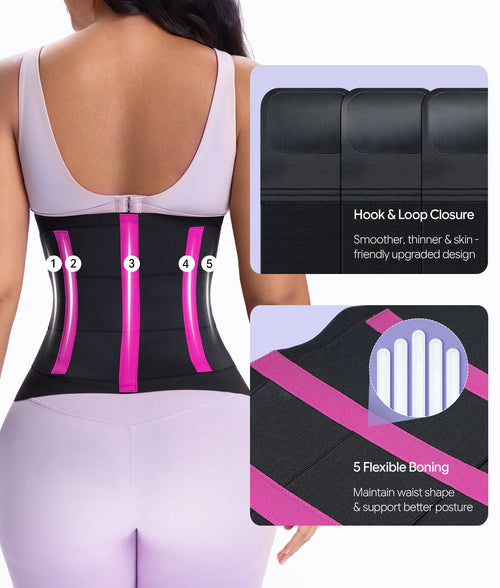 3-Strap Targeted Waist Trainer Belt with 5 Flexible Bones and Low-Profile Closure