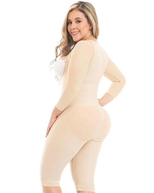 Fajas Colombianas Post Surgery Knee Length Shapewear with Sleeves