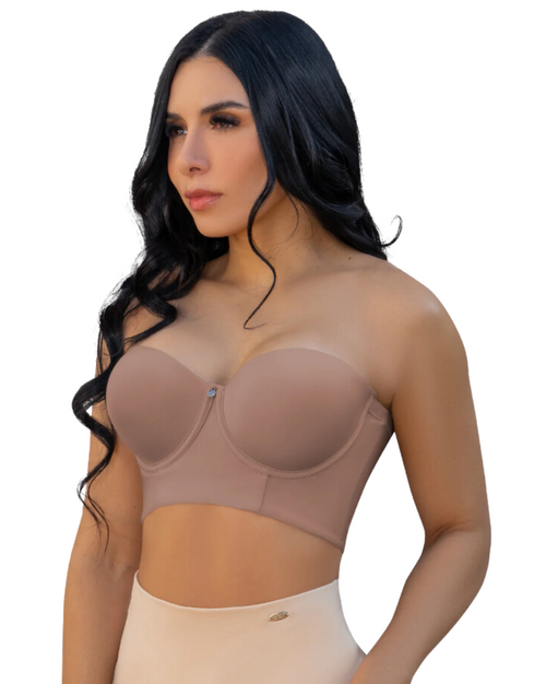 Strapless Back Coverage Bra with Underwire and Silicone Grip
