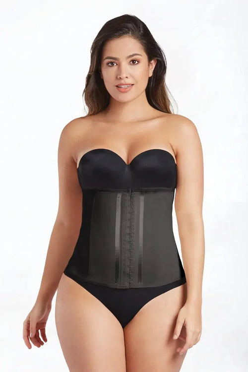 Latex Waist Trainer with Adjustable Hooks for Postpartum and Workout Use