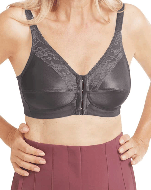 Nancy Wire-Free Front Closure Bra - Dark Gray