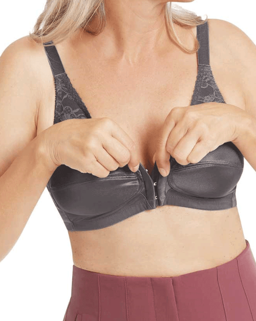 Nancy Wire-Free Front Closure Bra - Dark Gray