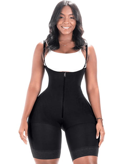 Colombian Faja For Curvy Women with Wide Hips - 4 Hook Closure - Black