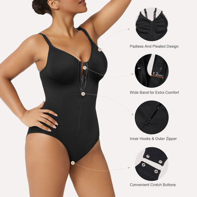 Zip-Up Front Brief Bodysuit