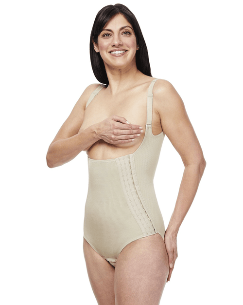 High Back Torso Brief Hook and Eye Shapewear - 810 - Beige