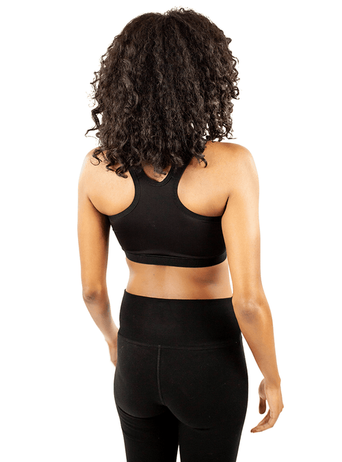 Zippered Sport Bra Post-Surgery Compression Front Zipper Black