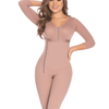 Shapewear Knee-Length Full Body Suit with Built-In Bra and Arm Sleeves, Post-Surgery and Postpartum Compression