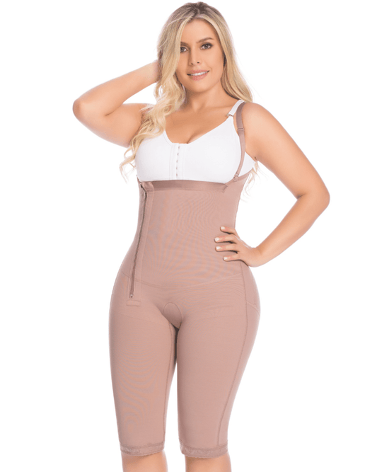Fajas Post-Surgical High Compression Girdle to the Knee with Side Zipper and Abdominal Control