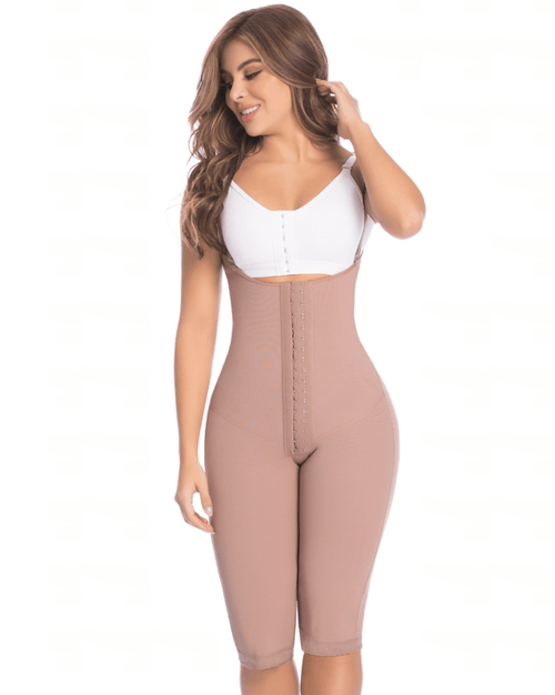 Knee-Length Colombian Fajas Shapewear for Postoperative Compression and Support