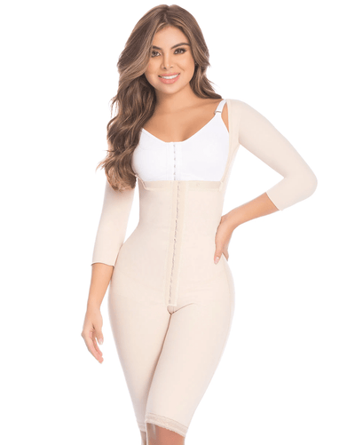 Final Sale Clearance Fajas Fit 360 Knee Length Braless Shapewear with Sleeves