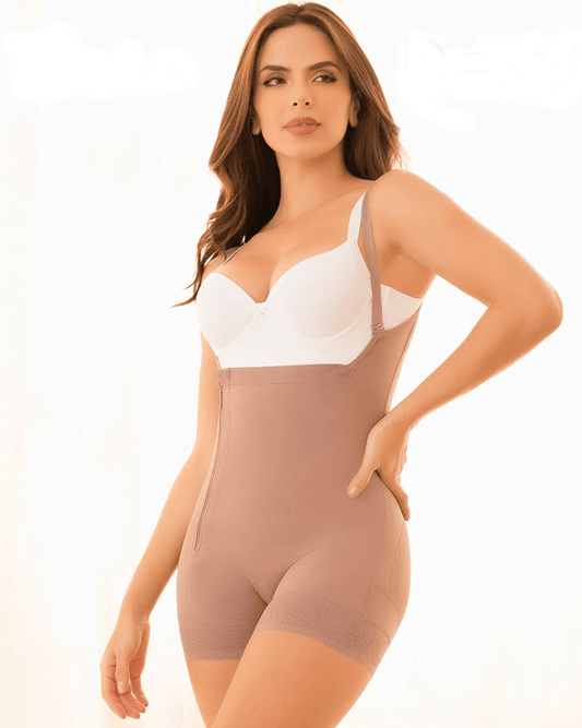 Fajas High compression girdle hip hugger with straps and braless - zipper