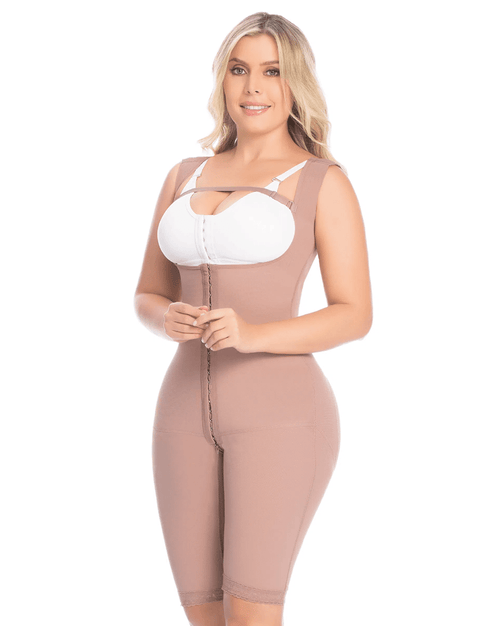 Fajas Knee Length Girdle Fit 360 Sleeve Armhole - Cocoa