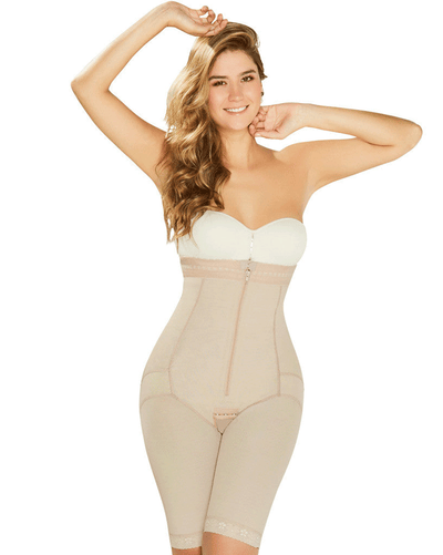 Postpartum Butt Lifter Tummy Control Capri Shapewear Open Bust Knee Length Body Shaper for Women