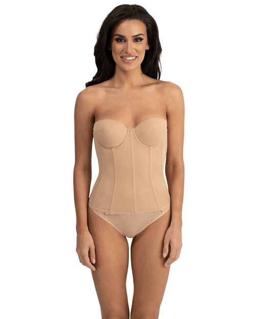 Brianna Low Back Strapless Longline Bra with Underwire Support
