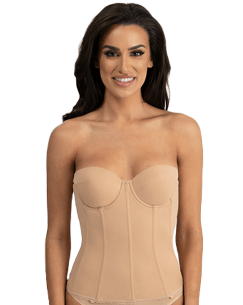 Brianna Low Back Strapless Longline Bra with Underwire Support