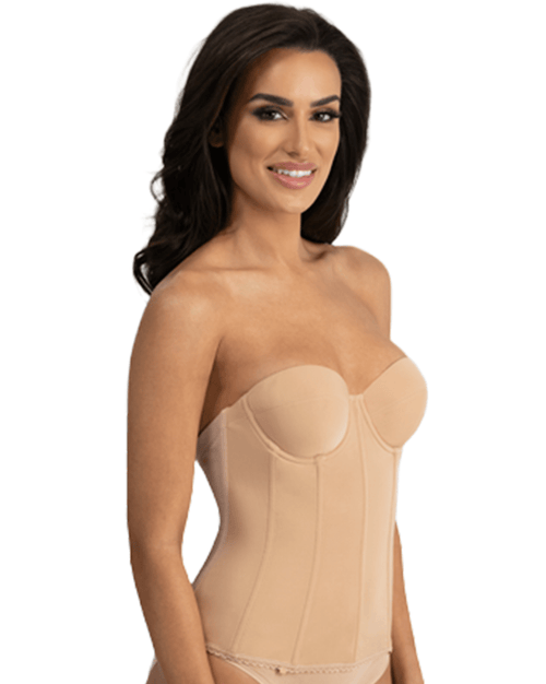 Brianna Low Back Strapless Longline Bra with Underwire Support