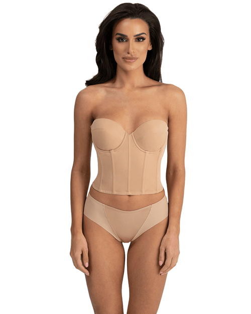 Brie Backless Strapless Bra - Underwire Support, Black and Mocha