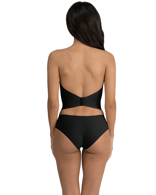 Brie Backless Strapless Bra - Underwire Support, Black and Mocha