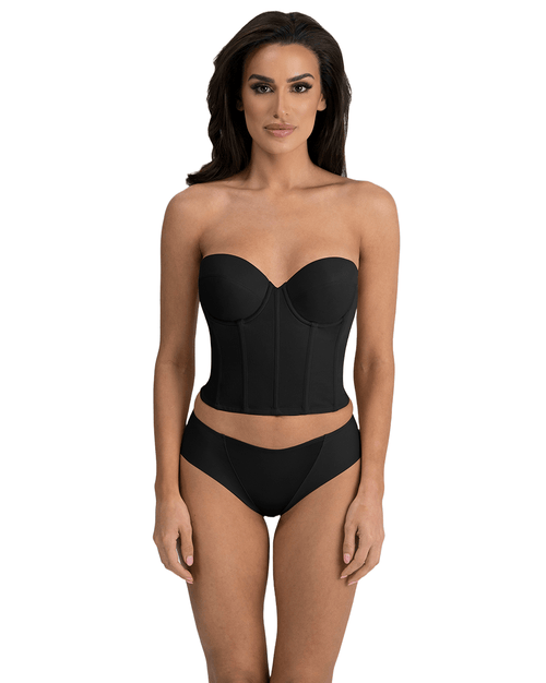 Brie Backless Strapless Bra - Underwire Support, Black and Mocha