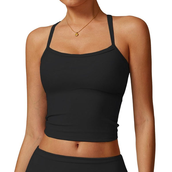Easelyn Strappy Built-In Bra Tank in Black