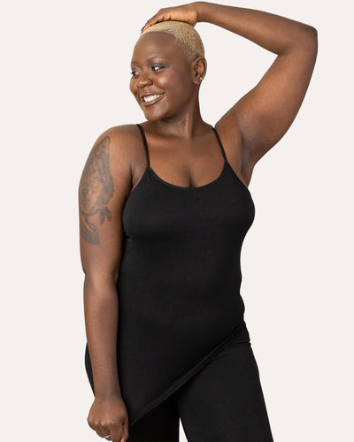 Easelyn Padded Spaghetti-Strap Camisole in Black