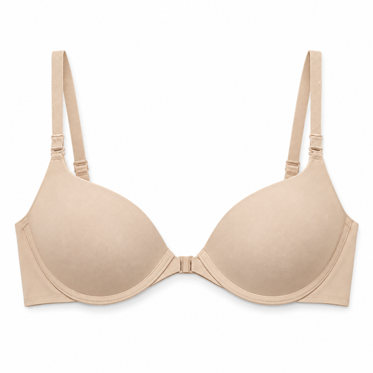Easelyn Front-Closure Underwire Bra in Beige