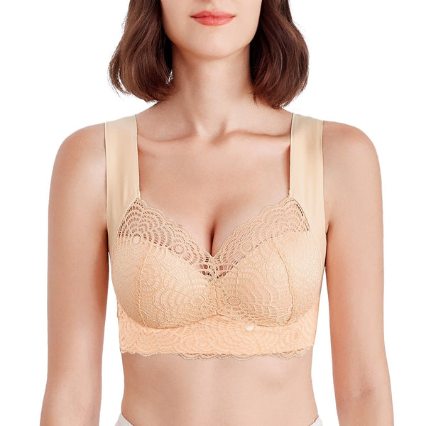 Easelyn Wire-Free Lace Comfort Bra in Beige