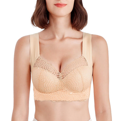 Easelyn Wire-Free Lace Comfort Bra in Beige