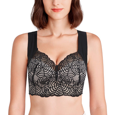 Easelyn Wire-Free Lace Comfort Bra in Royal Black