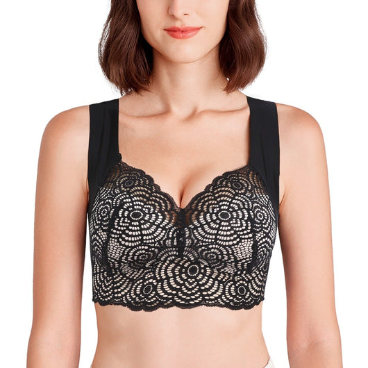 Easelyn Wire-Free Lace Comfort Bra in Royal Black